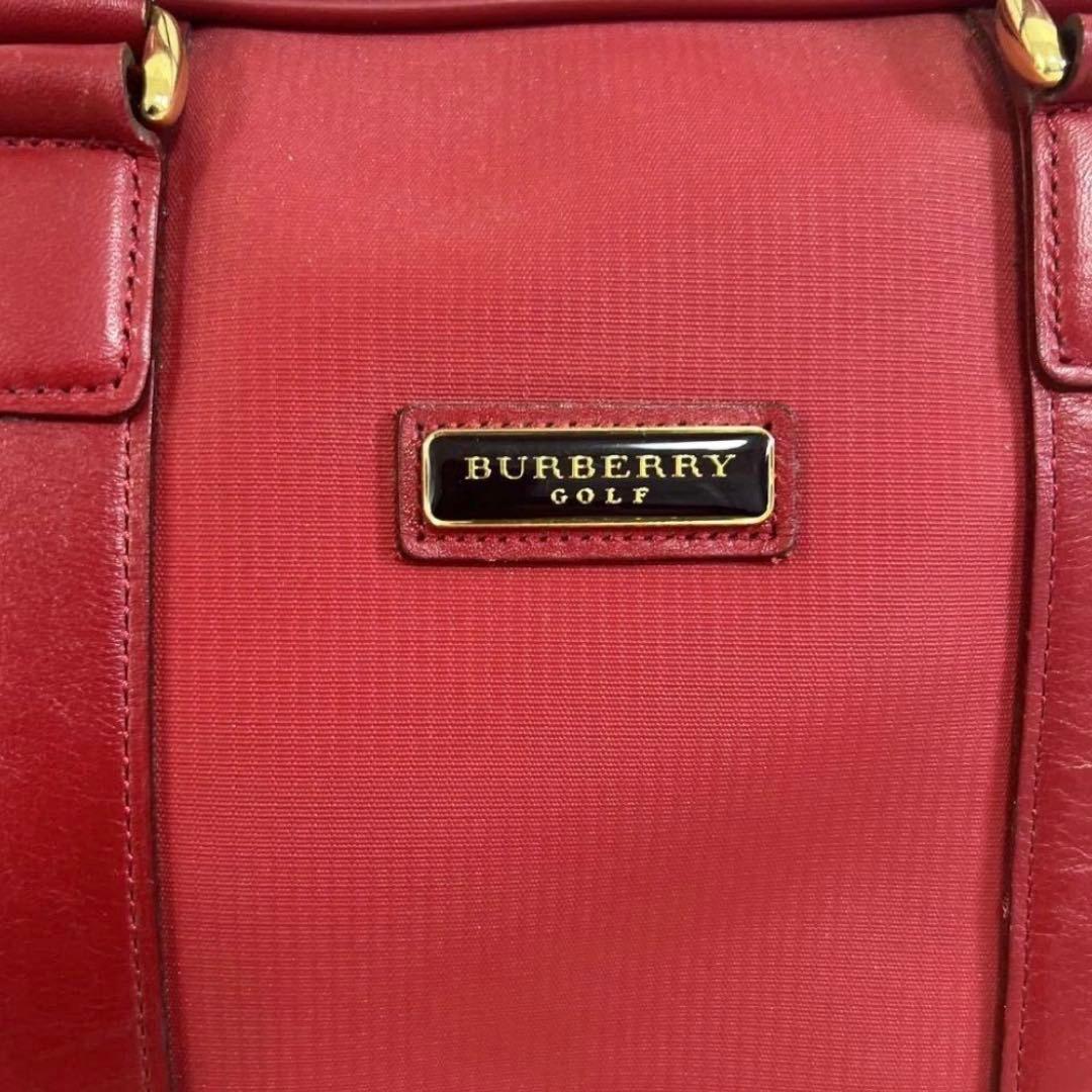 【美品】 BURBERRY GOLF ボストンバッグ 赤✕チェックバーバリー