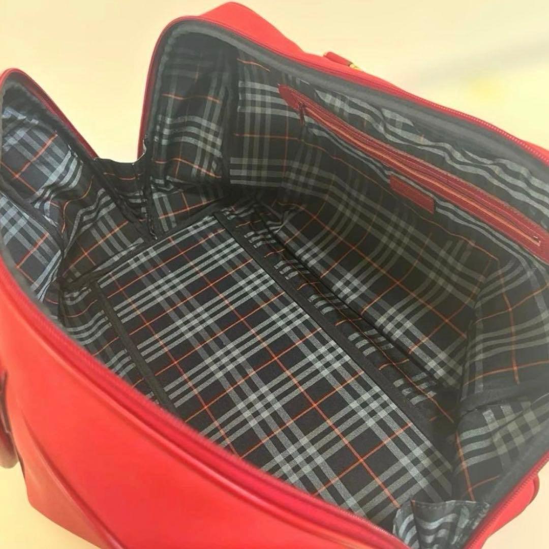 【美品】 BURBERRY GOLF ボストンバッグ 赤✕チェックバーバリー