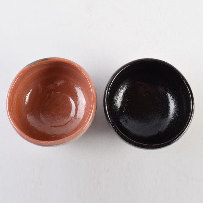 茶道具　吉村楽入作　赤楽茶碗　黒楽茶碗　一双　共箱　C　8998