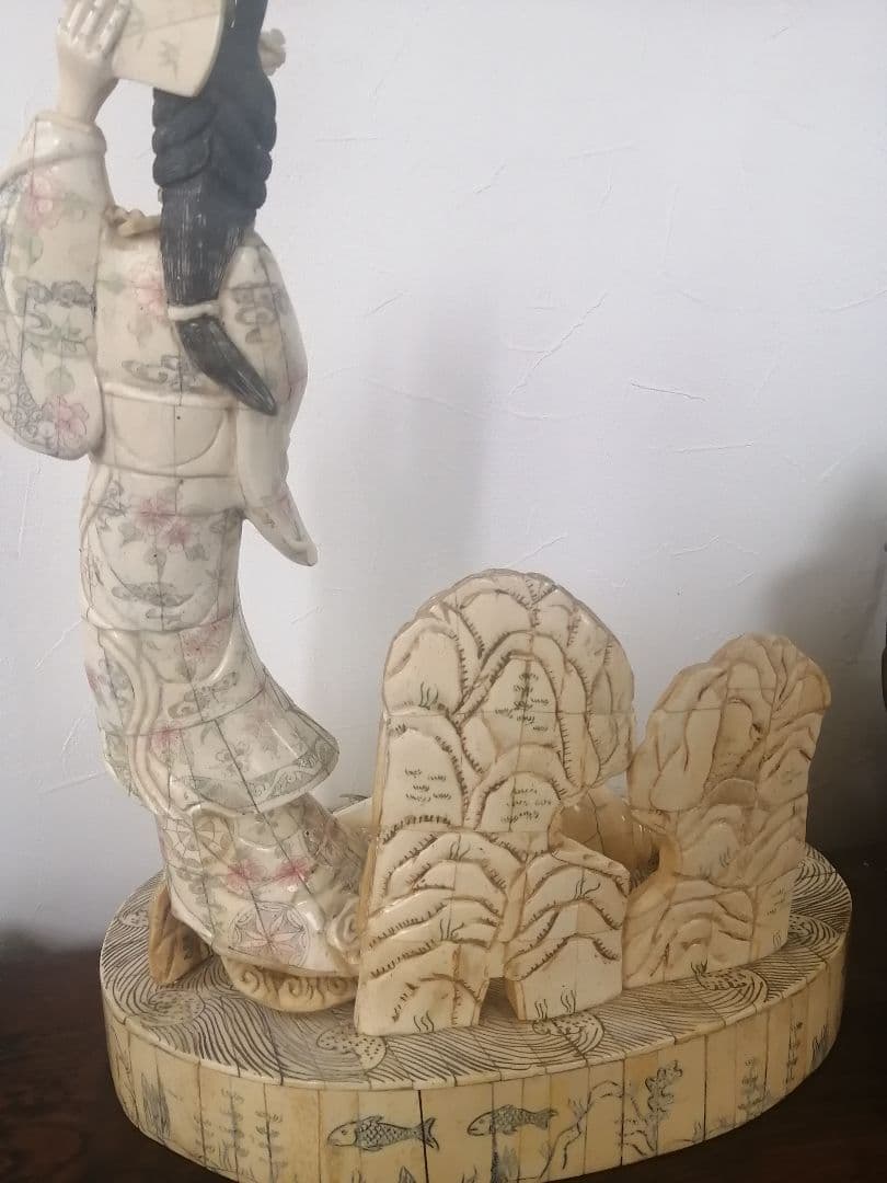 骨董 美術 仙女 天女 天然素材 骨 牙 特大 置き根付