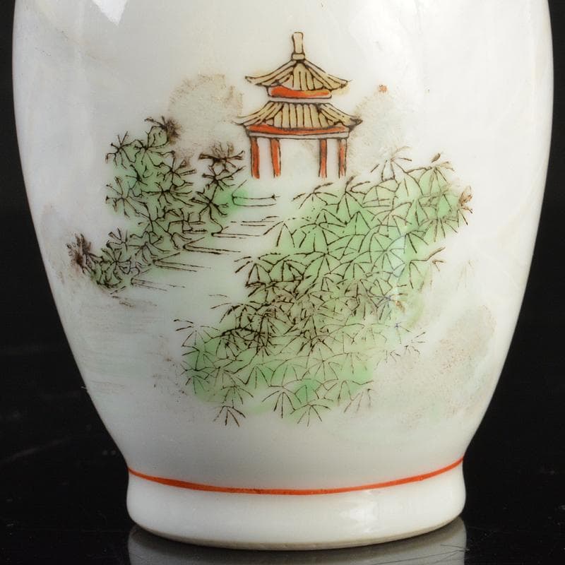 中国　乾隆年製款　粉彩　漢詩山水文　小瓶　2点まとめて　V　R6645