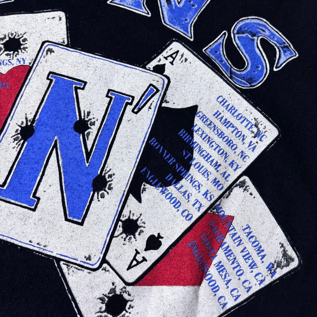 本物 レアカラー 90’s Guns N' Roses 拳銃×トランプ×薔薇 T