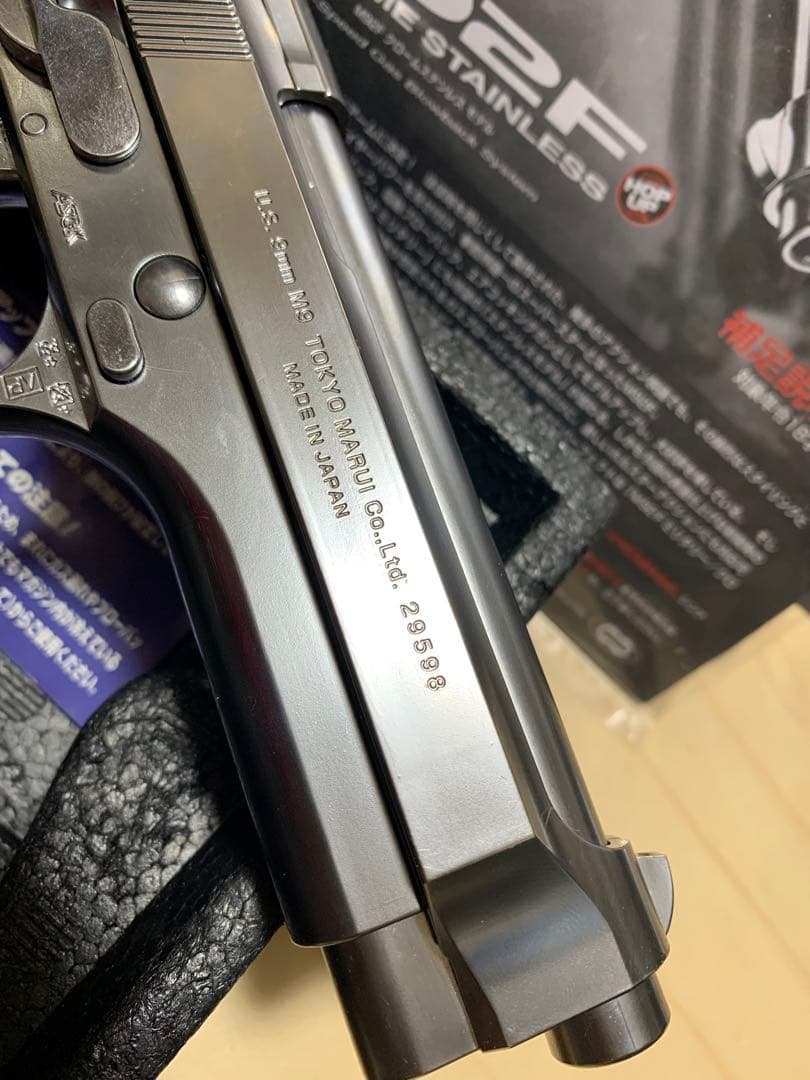 美品東京マルイM92Fクロームステンレス　HOGUホーグラバーグリップ　管45