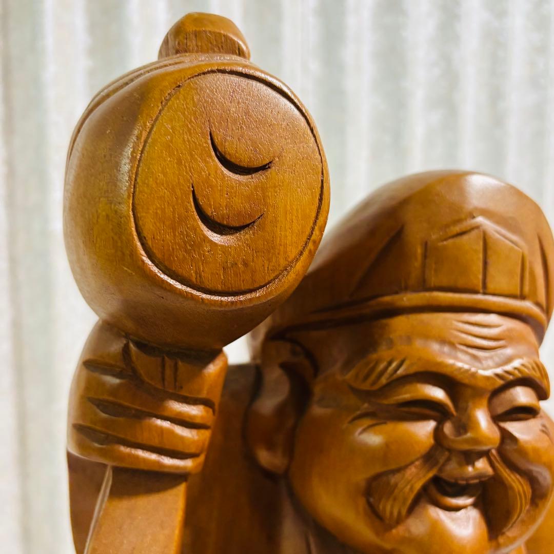 特大⭐️大黒天 木彫り像 七福神 木彫刻 縁起物 商売繁盛 古美術 骨董品 招福