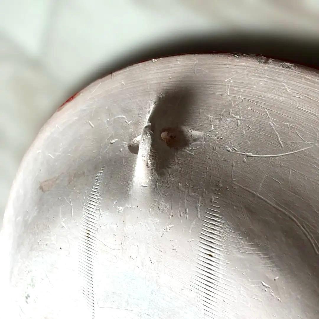 【匿名配送ヴィンテージ 】メキシコ絵皿大 植物カラーのお花イラストの赤い陶器皿