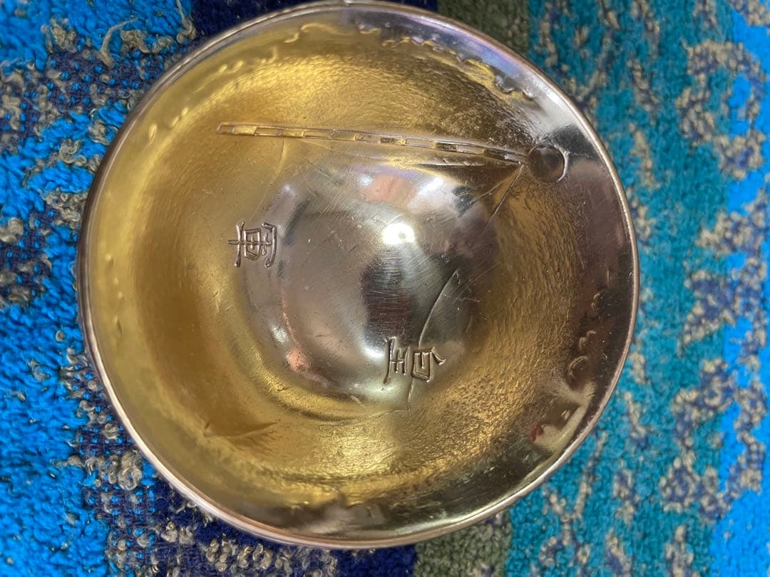 満蒙　皇軍兜杯　2客セット　桐箱入り　軍杯　ヘルメット　金属製