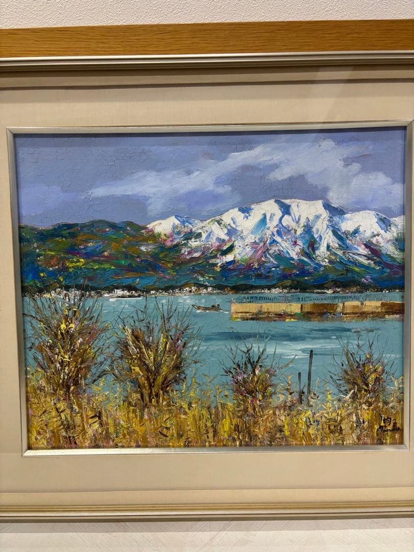 田中均　風景画 油絵　雪の比良　８号