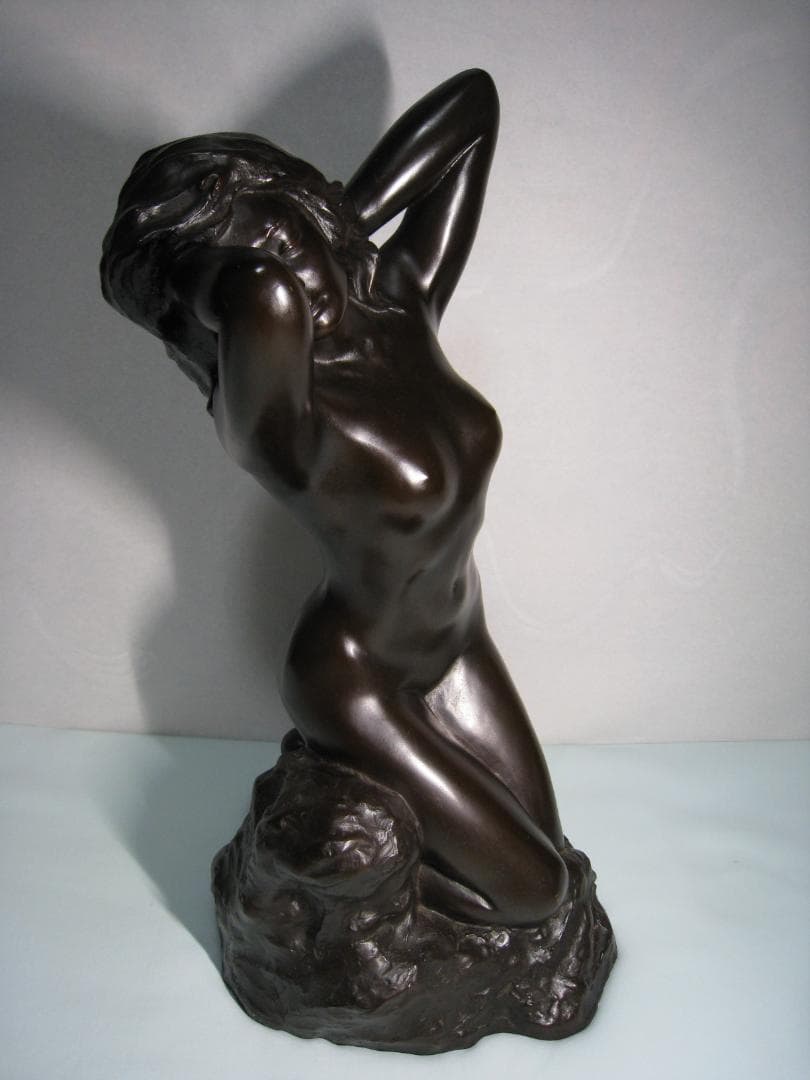 ブロンズ製置物　【水浴び】清河宗翠　高さ約61㎝　官能美溢れる作品