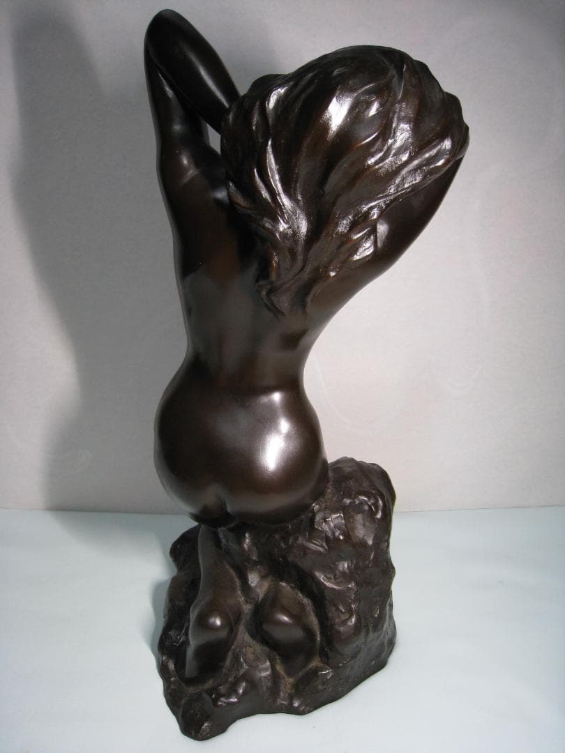 ブロンズ製置物　【水浴び】清河宗翠　高さ約61㎝　官能美溢れる作品