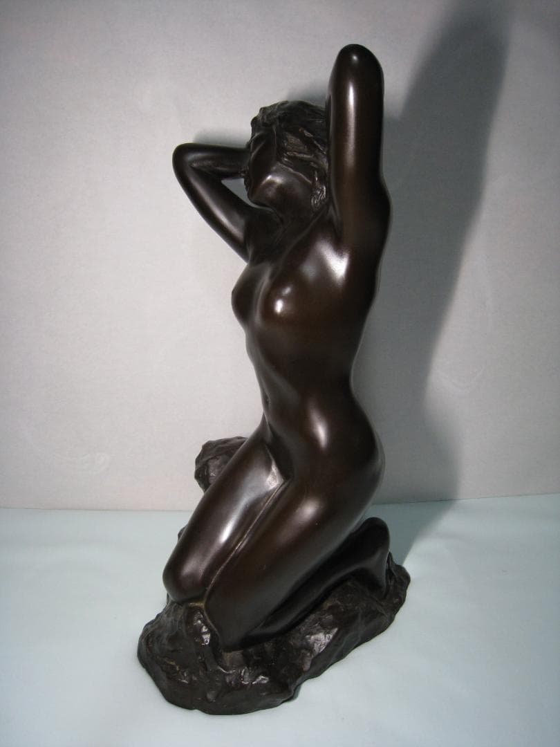 ブロンズ製置物　【水浴び】清河宗翠　高さ約61㎝　官能美溢れる作品