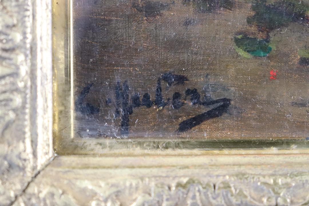 真作保証 19世紀 古画 「3匹の猫」 油彩4号 希少な動物画