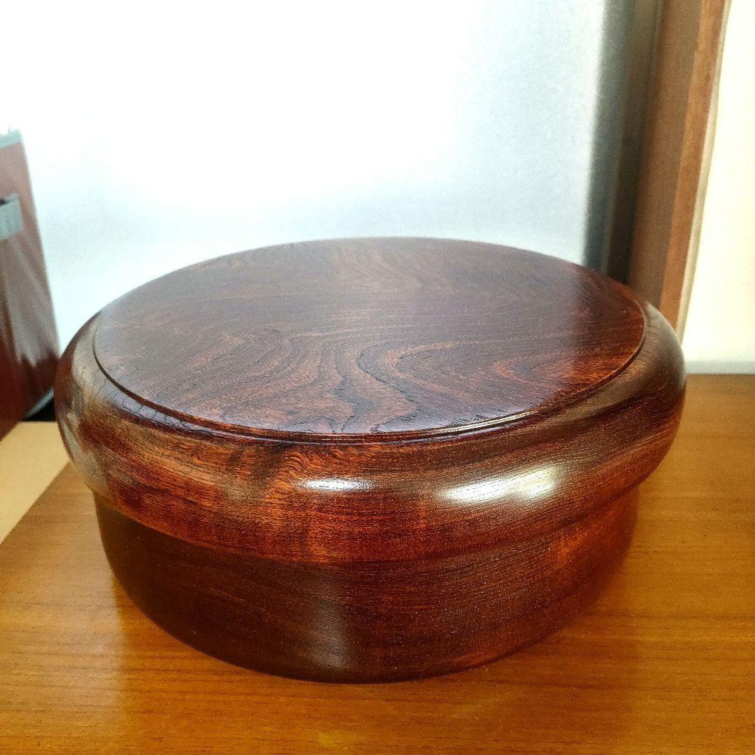 〈未使用〉木製　御茶櫃　ちゃびつ　くり抜き　茶道具　直径33cm　【T-10】