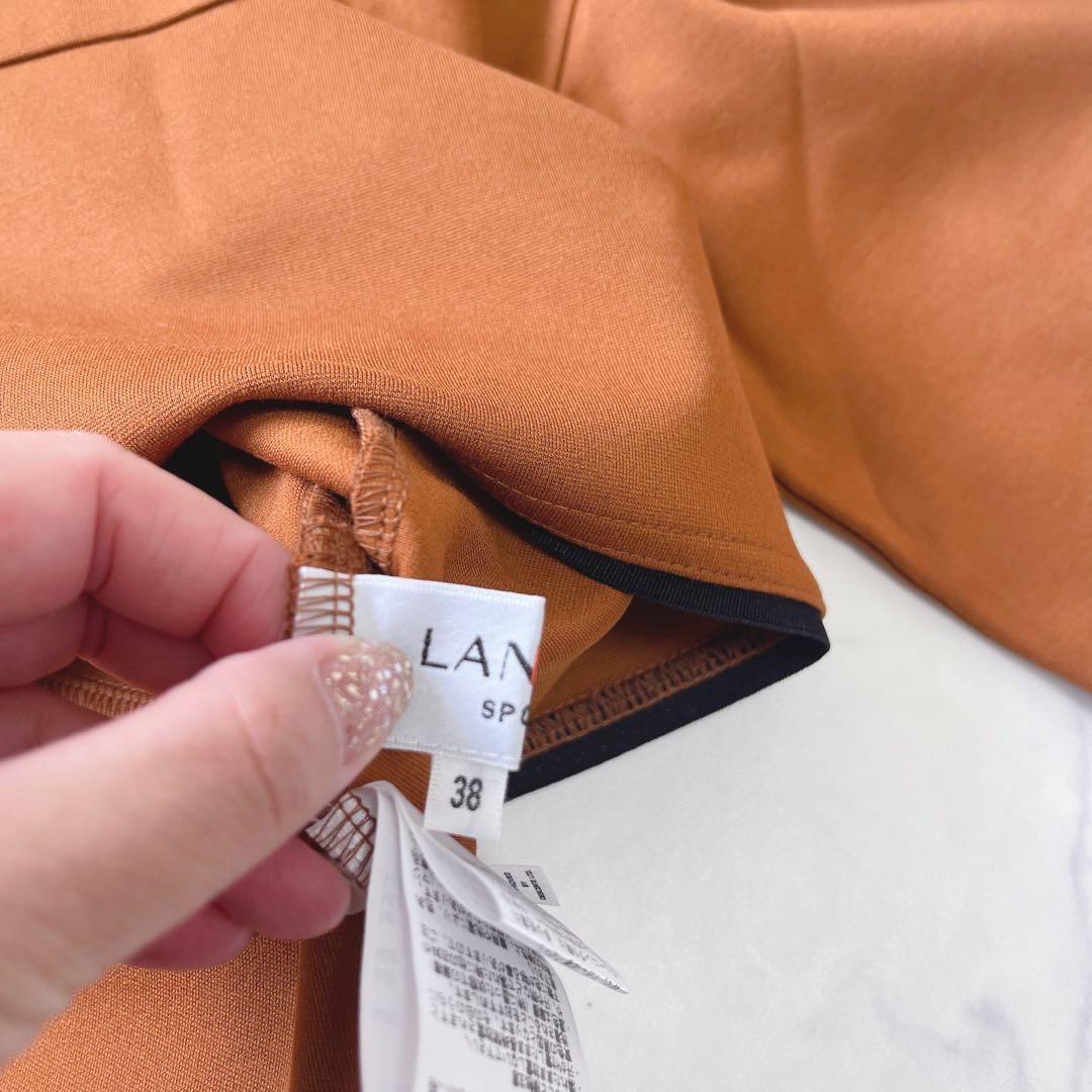 【未使用級】ランバンスポール ペプラム パイピング 長袖シャツ バックジップ38