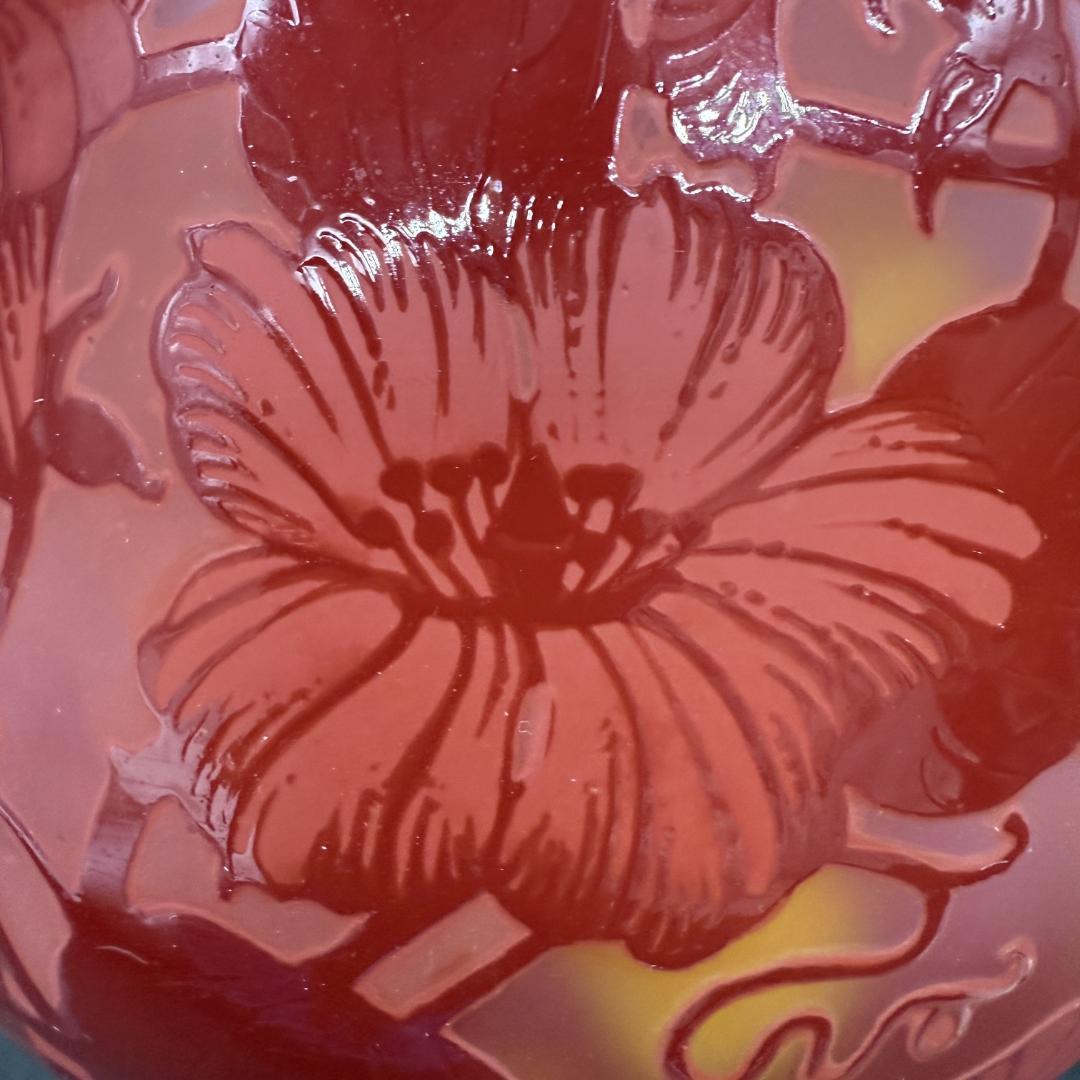 【証明書付】希少エミールガレ 鉢 高さ13cm 幅17.5cm カメオ彫り　花器