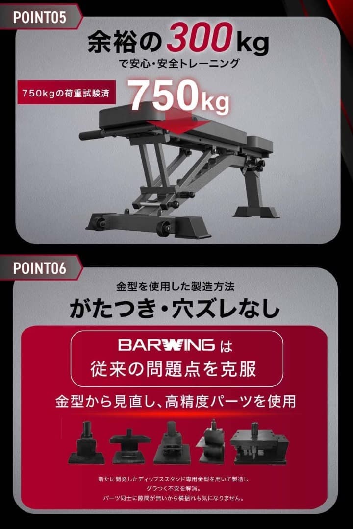 BARWING トレーニングベンチ インクラインベンチ デクライン フラット