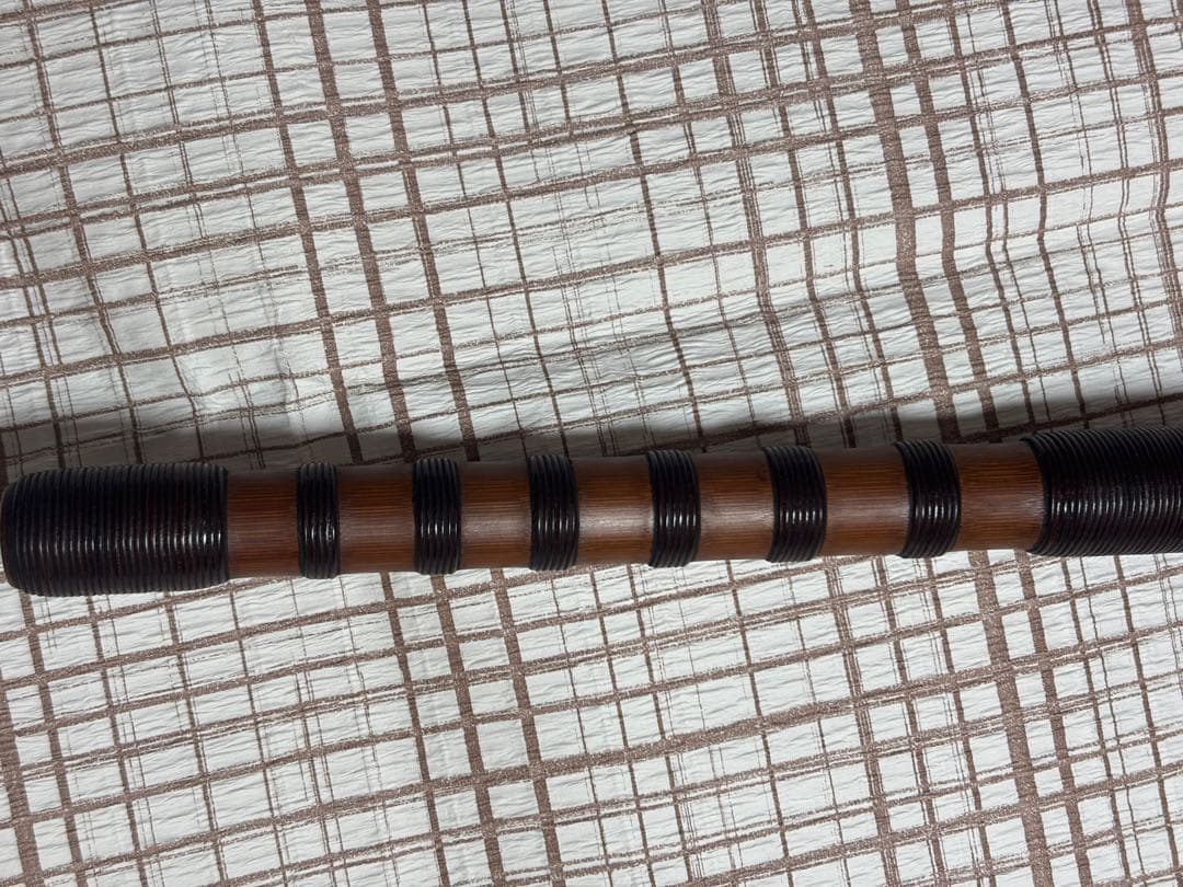 雅楽　龍笛　古管 煤竹 漆 籐巻　白木筒