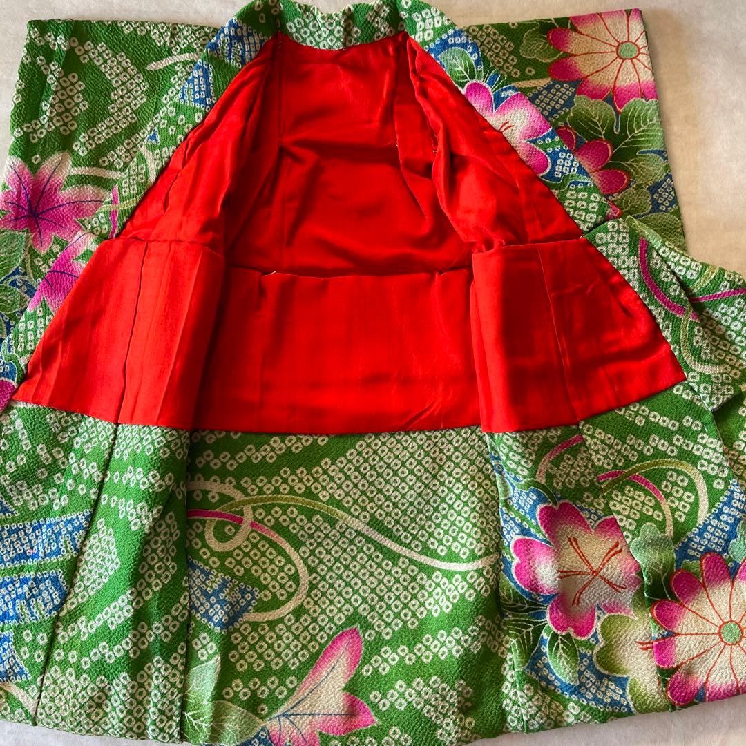 人形の着物　12号　古布縮緬　ひった柄　120703