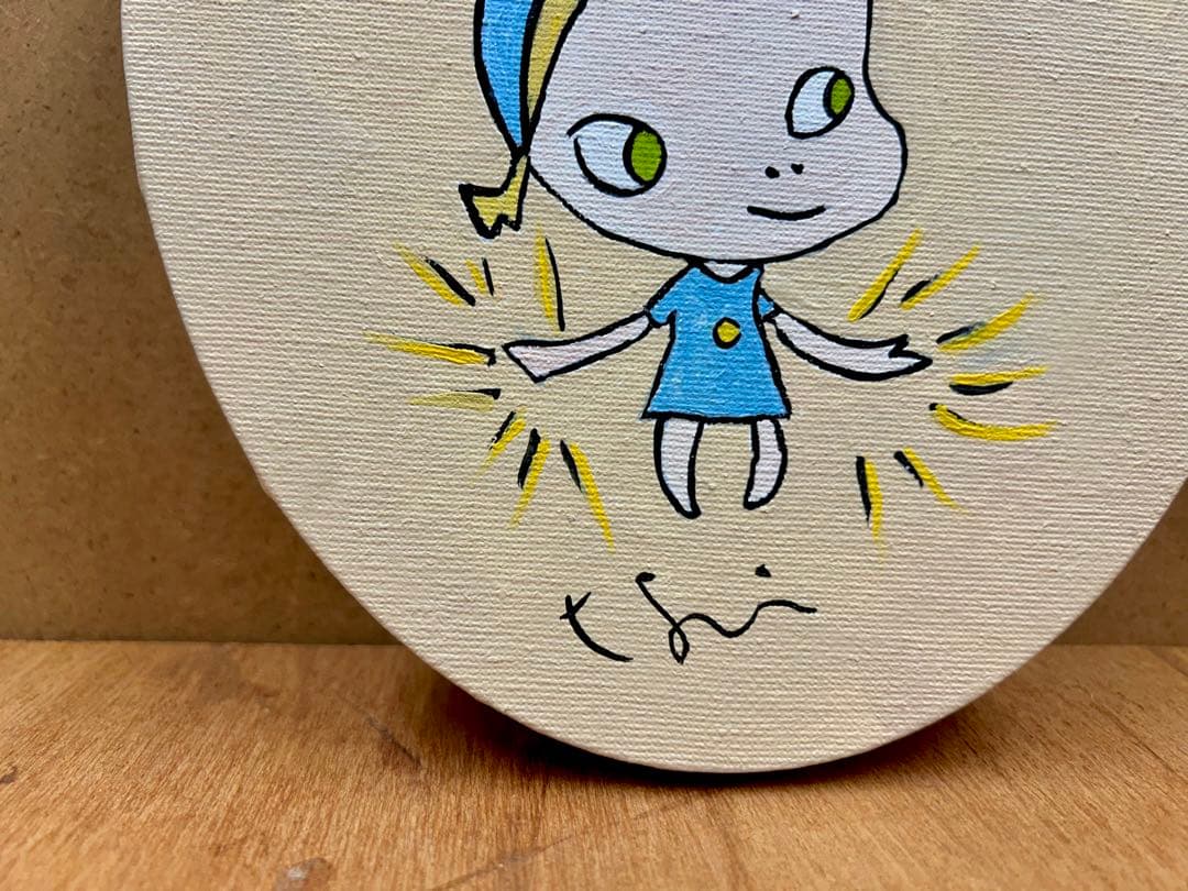 奈良美智　女の子　手描き　233×179mm 油彩　表裏サイン　骨董　絵画