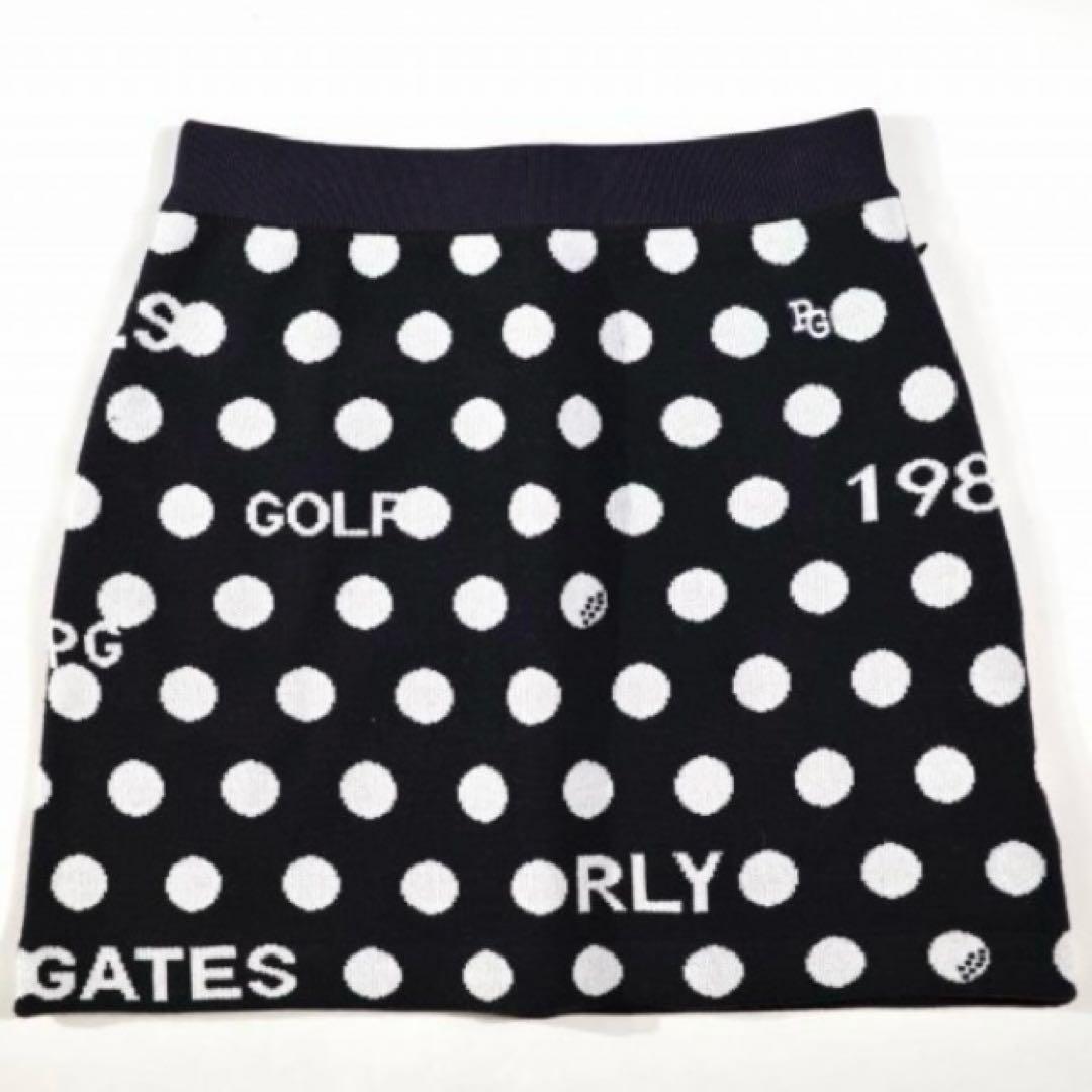 【35,200円新品】パーリーゲイツ ウール混 ジャカードロゴドット柄スカート
