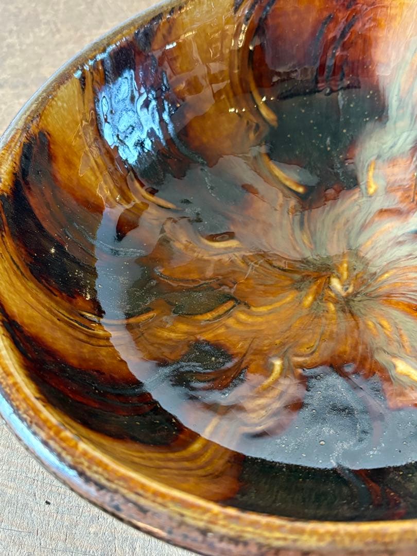 熊本県　ふもと窯　大鉢　スリップウェア