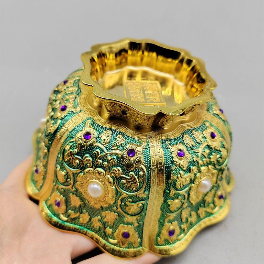 銅 細工 花開富貴碗 玄関 書架 装飾品 工芸品 置物