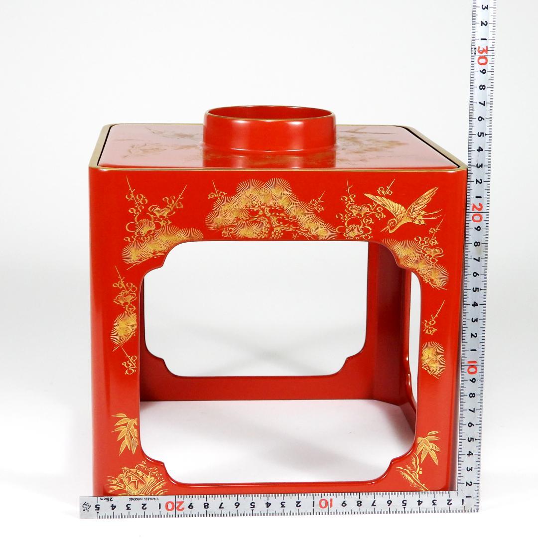 輪島塗 沈金 松竹梅 五段盃 杯台 酒器 天然木 漆塗り 漆芸 共箱