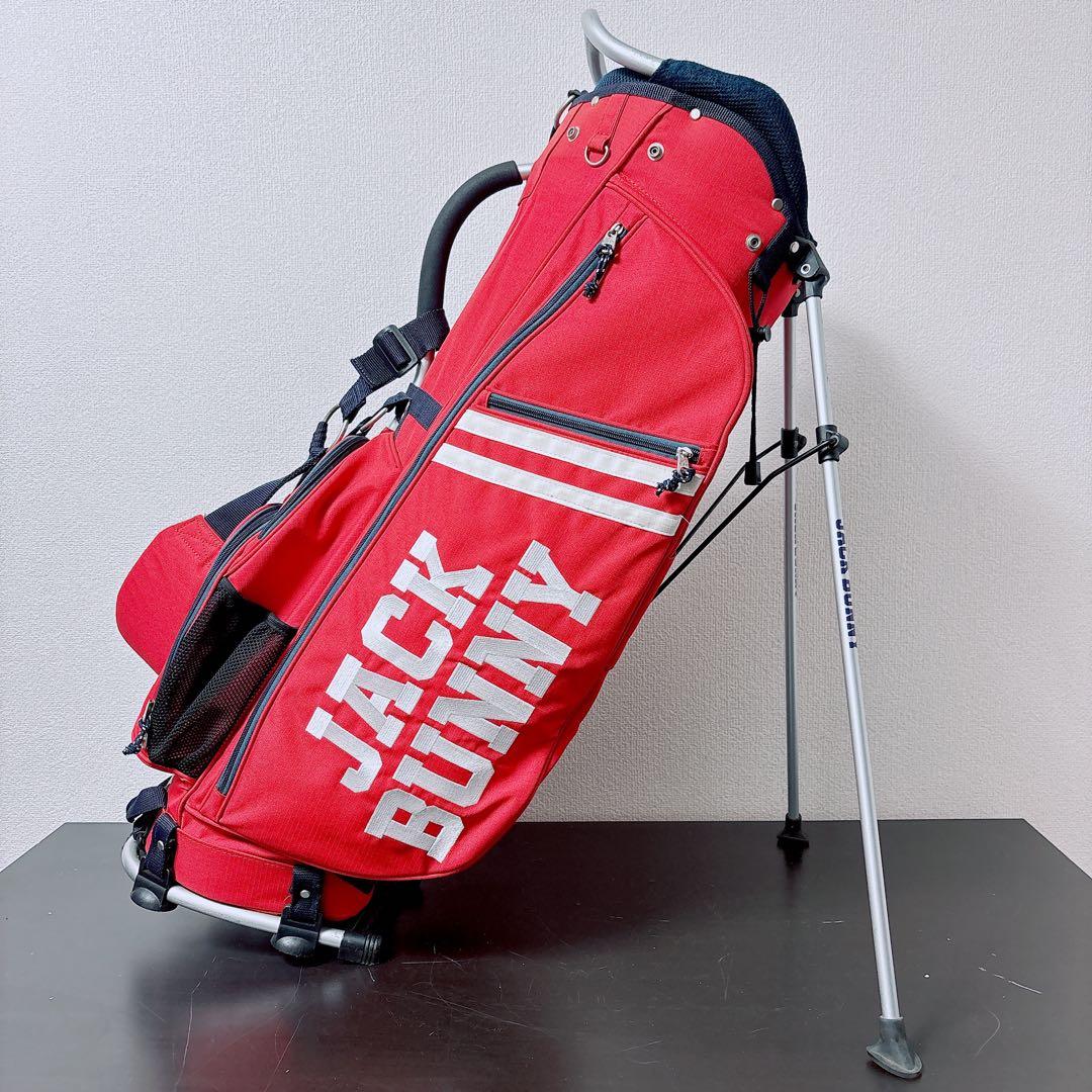ジャックバニー スタンド式 キャディバッグ 5分割 9型 フードカバー付 レッド
