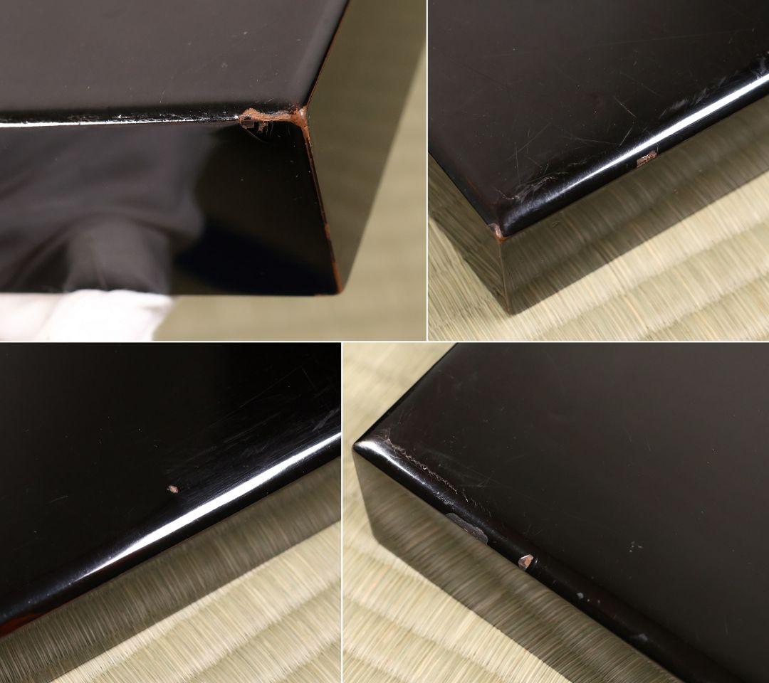 漆芸 木製漆器 唐草蒔絵 黒塗 長方盆 大小一組 2枚 脇取 広盆【MA719】