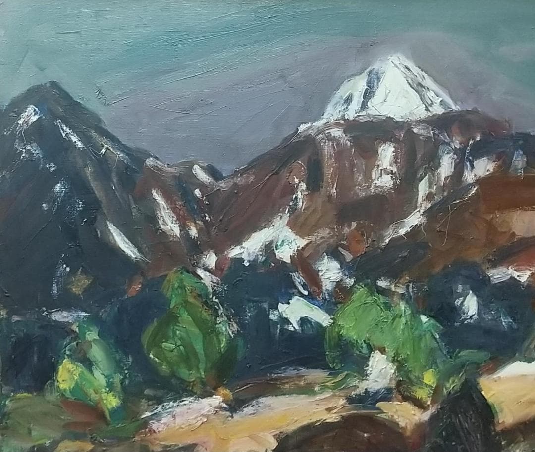 油絵「残雪磐梯」'66 絵画 F10