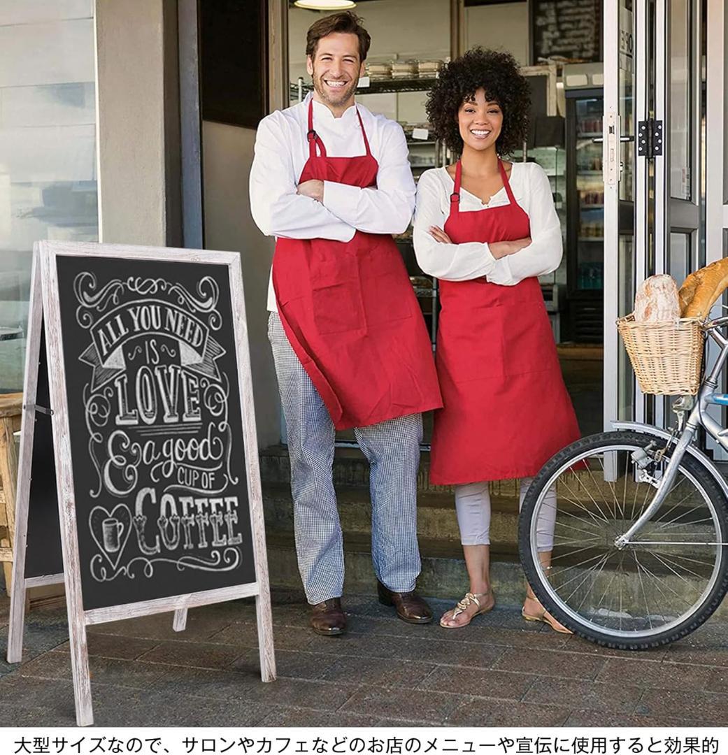 新品⭐️レトロでアンティークな雰囲気の立て看板 チョークボード ホワイトフレ