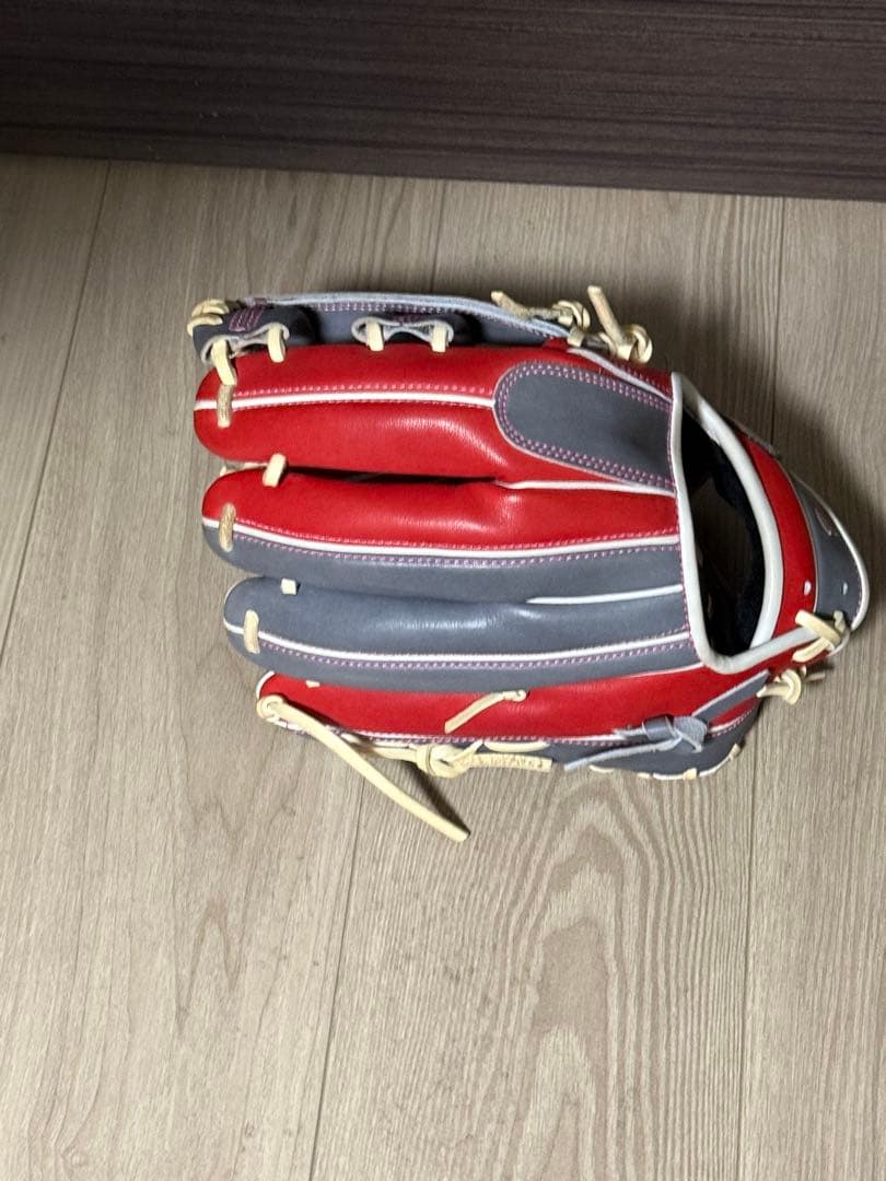 ZETT 軟式用グローブ レッド/グレー