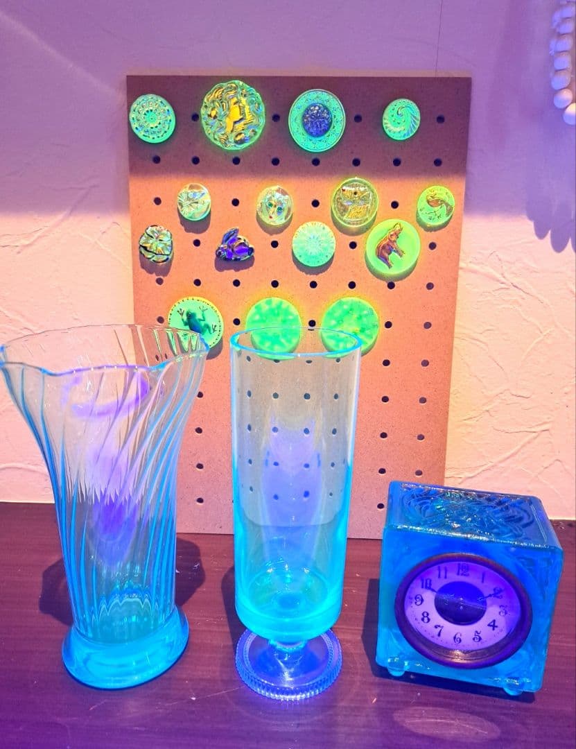 【希少】ウランガラス　大正アンティーク　大正時計　まとめ売り　発光　レトロ