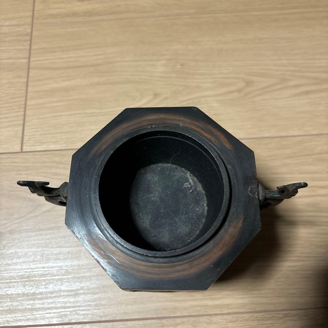 中国 古銅 香炉 古玩 銘有獅子蓋付き香炉　底部に記念款「大明宣徳年製」