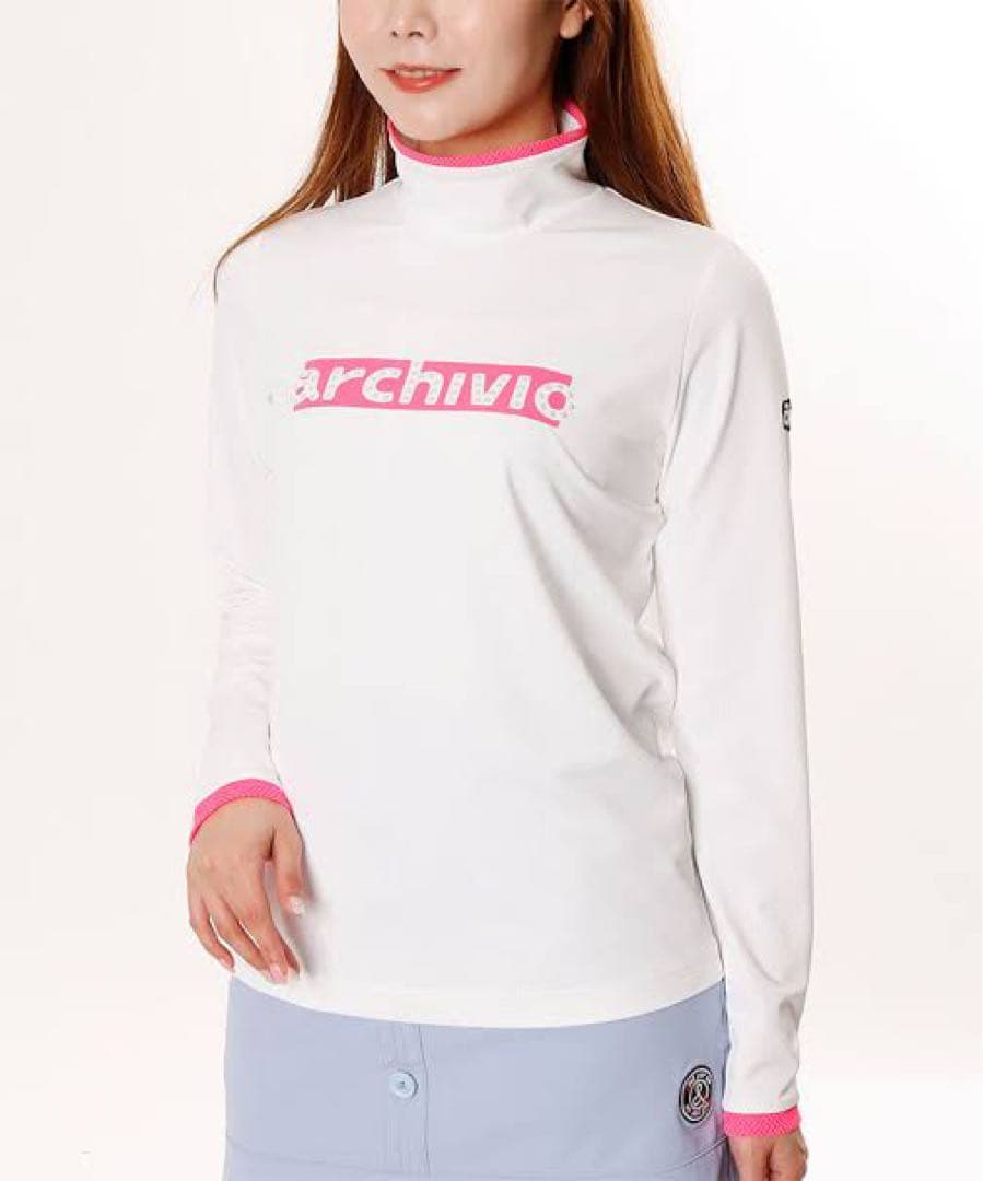 アルチビオ 配色メッシュ吸汗速乾ハイネック長袖カットソー