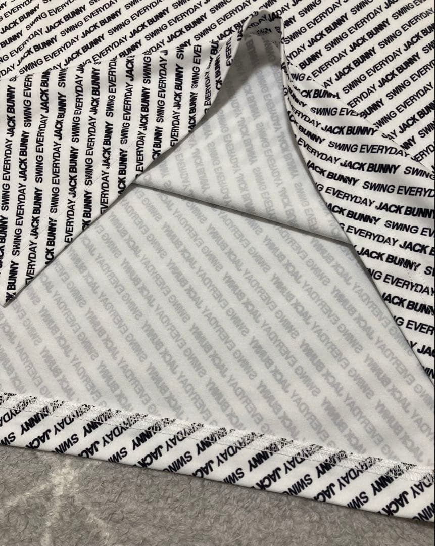 新品 ジャックバニー 総柄ロゴ 起毛ベア天 モックネックシャツ(4)サイズM/白