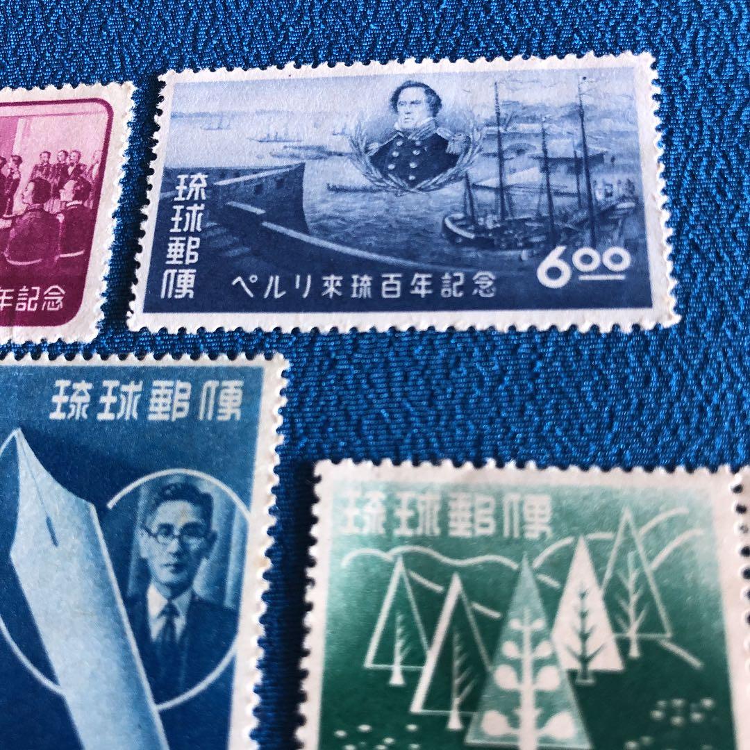 カタログ価10,500円！昭和28年〜31年琉球切手プレミア品5種！裏糊ツヤピカ