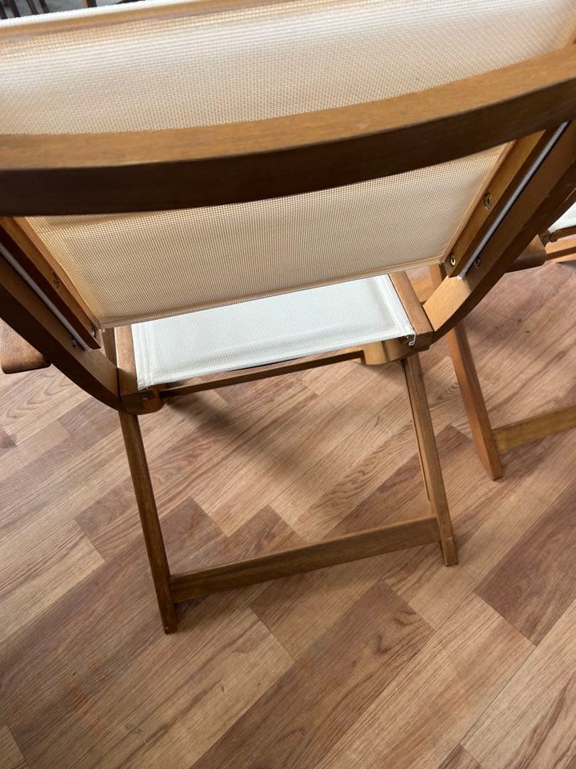 718 ナチュラル木製アウトドアチェア2脚 アイボリー 折りたたみ おしゃれ