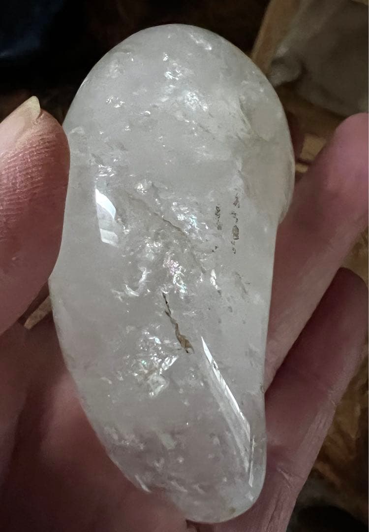 希少 特大 天然石 古水晶 古勾玉 レインボー スモーク 合せ箱