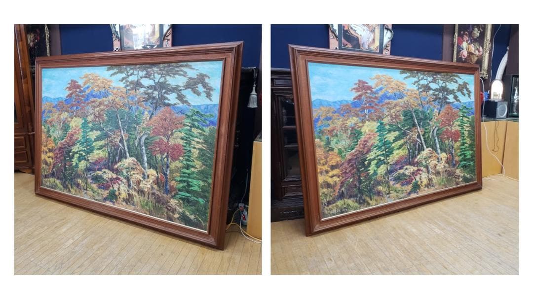 K21　白日会会員　濱口佐蔵作　１９７６年作　油絵100号　額付き