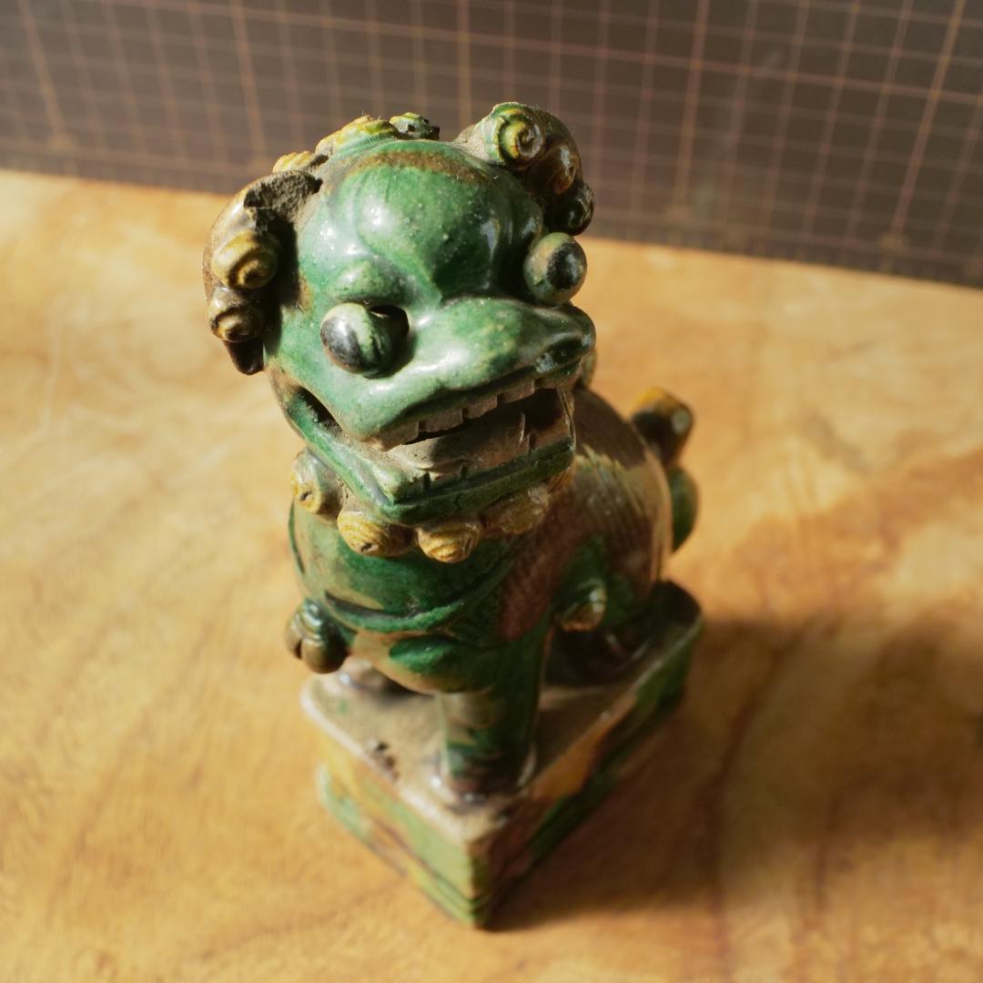 【民藝】唐三彩 獅子 置物 中国