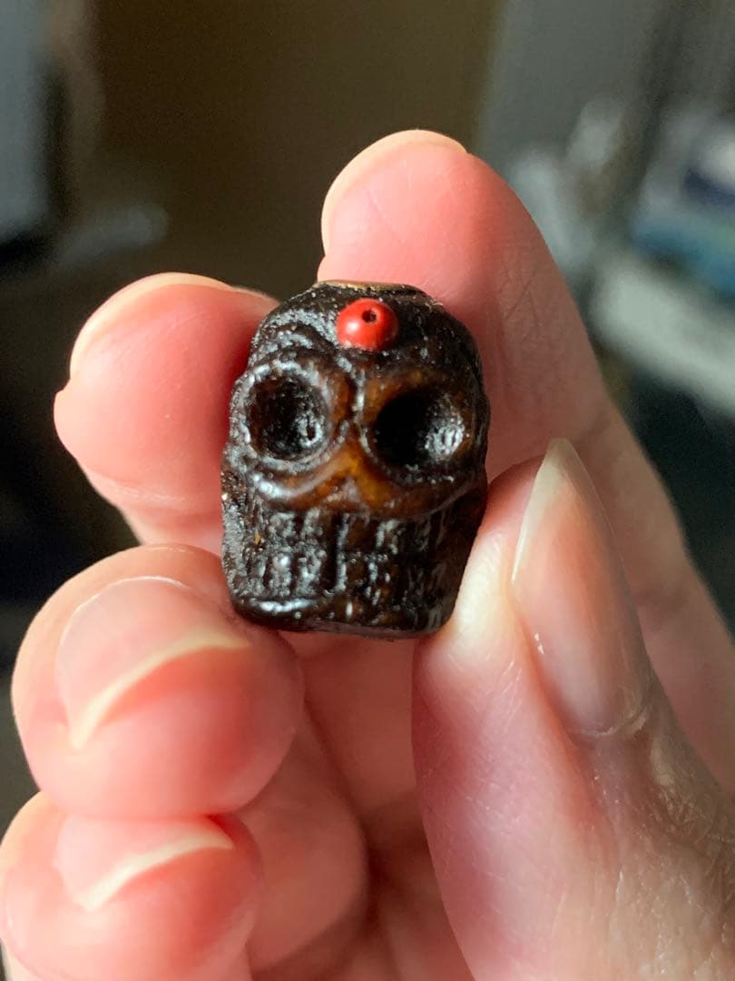 呪物　カパラ　チベット　カパーラ　頭蓋骨　数珠　根付　クマントーン　プラクルアン