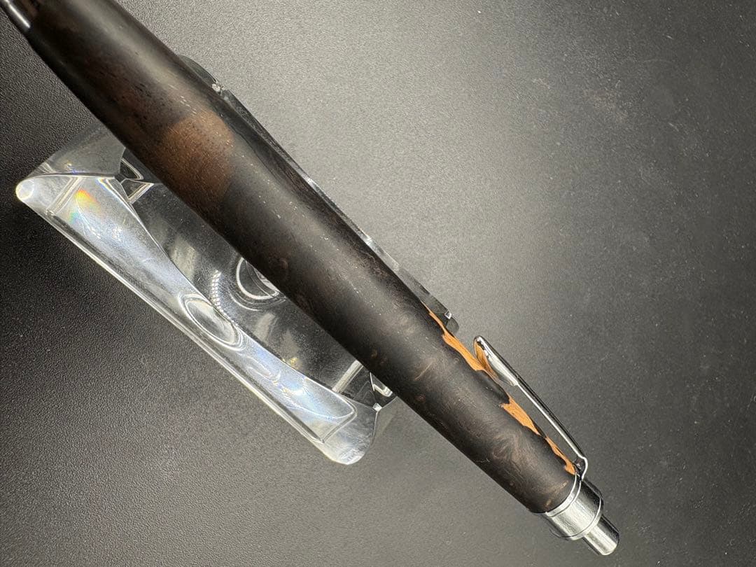 483極上　アフリカンブラックウッド　瘤杢　ツートン　木軸シャーペン　ボールペン