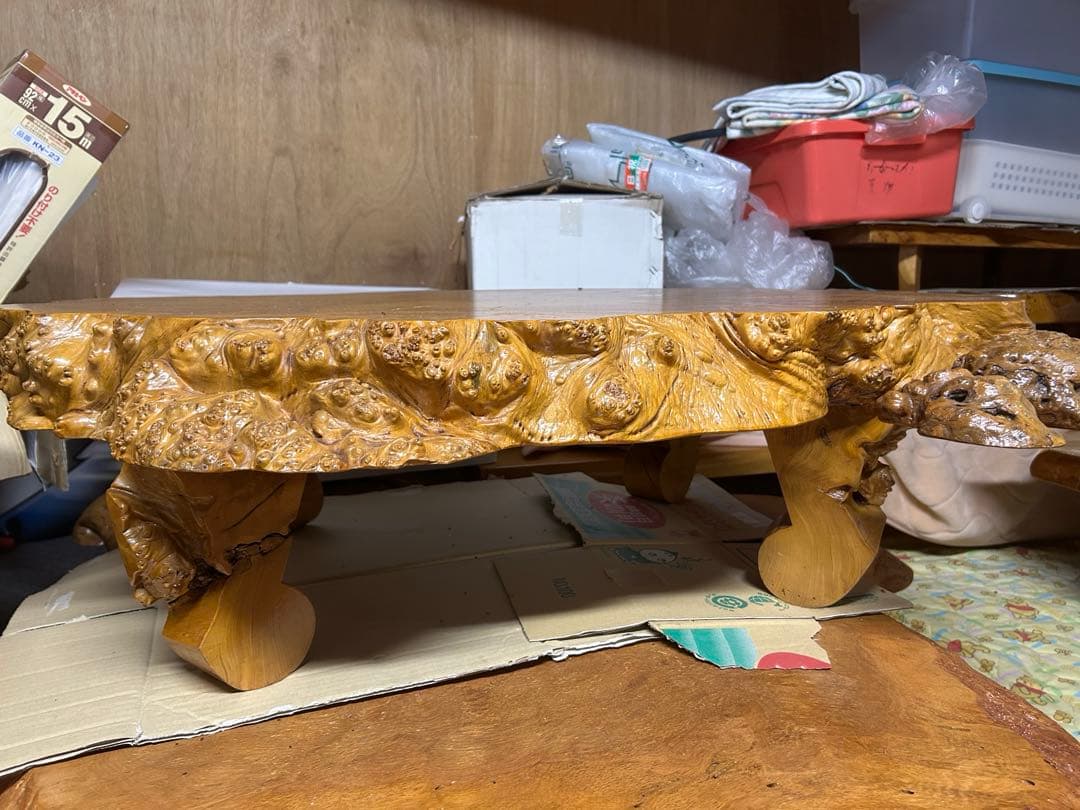 天然木 こぶ テーブル アンティー 猫足