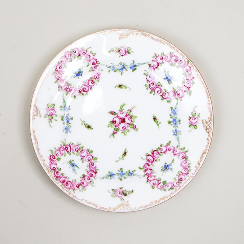 DRESDEN PORCELAIN 手描き 薔薇 トリオ カップ ソーサー 皿