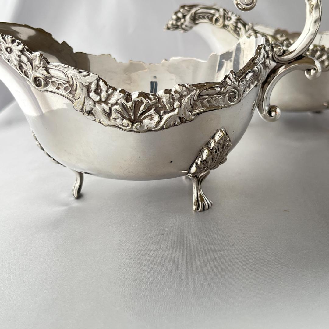 【英国】 ソースボート グレービーボート ペア【シルバープレート】