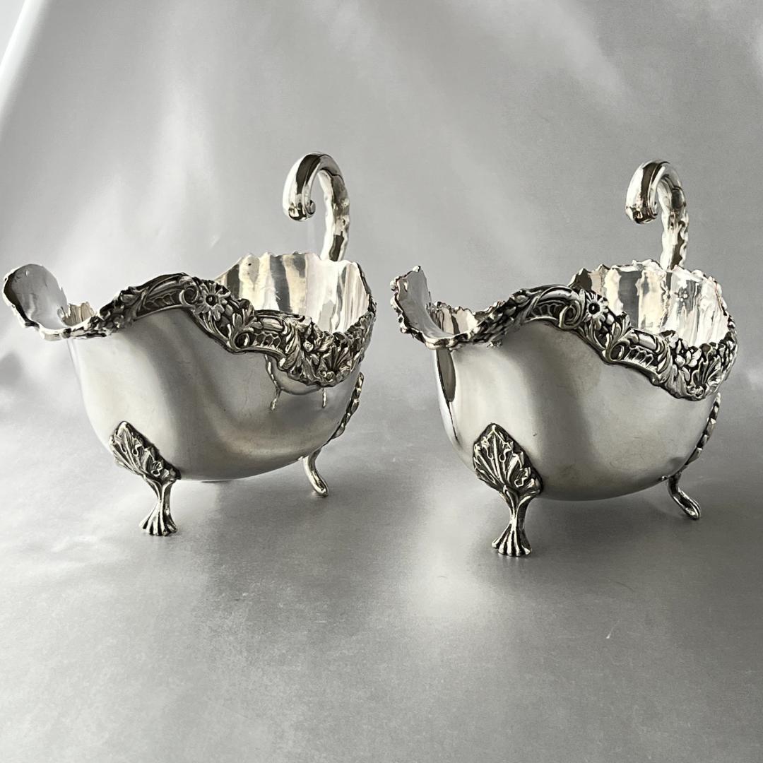 【英国】 ソースボート グレービーボート ペア【シルバープレート】