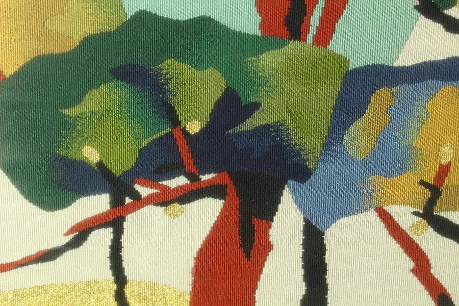 堂本印象 つづれ松 染め裂 額装 西陣 呉服屋蔵 美品(K-LC935)