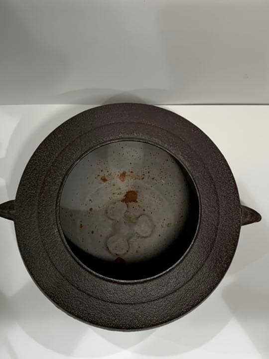 k430 浜松地紋　浄栄　肩衝釜　茶道具