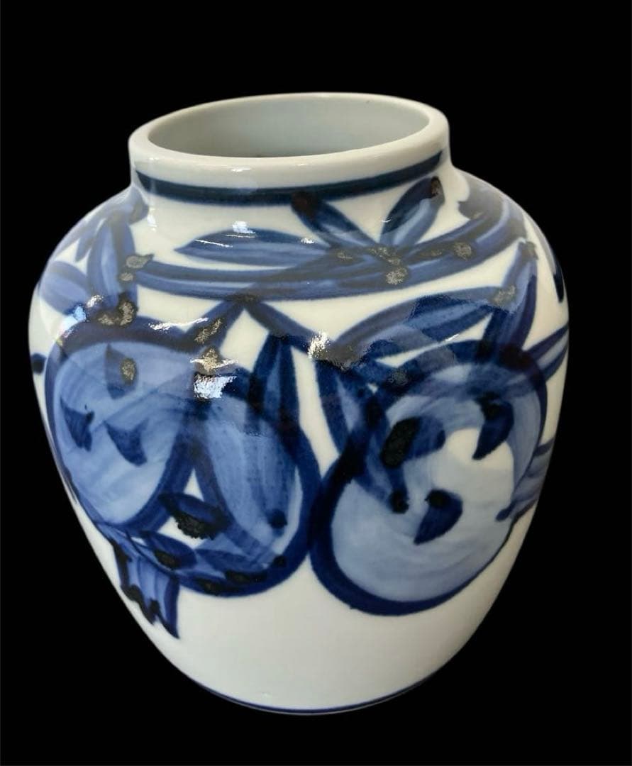 未使用！平安 近藤悠三 藤悠 染付 柘榴図 花瓶 人間国宝　骨董品　美術品