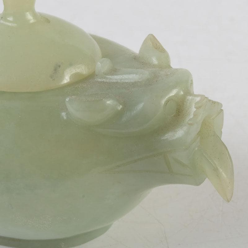 中国　書道具　玉石彫刻　神獣刻　水滴　V　9592